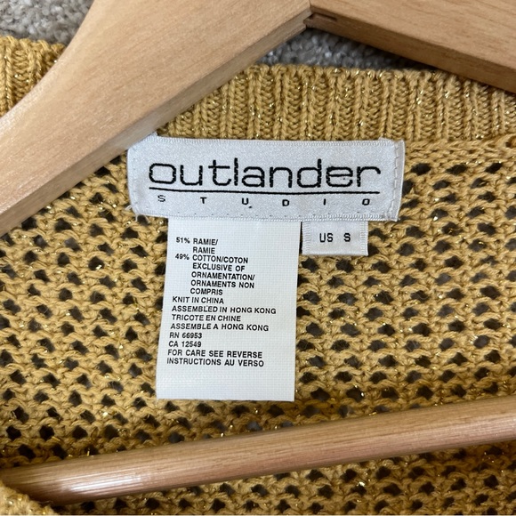 Outlander Studio Vintage Sweater Womens Small Gold Tunic 3/4 Sleeve Knit- 9286* - Picture 8 of 11